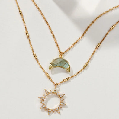 Live By the Sun, Love By the Moon Necklace Set in Labradorite