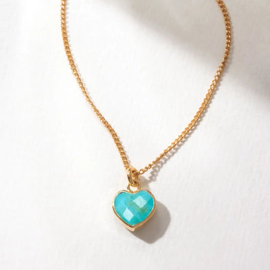 Precious Heart Birthstone Necklace in Turquoise