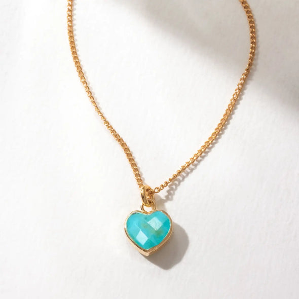Precious Heart Birthstone Necklace in Turquoise