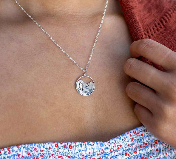 Sterling Silver Hiking Girl Necklace