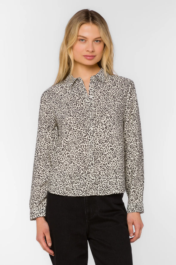 Natalie Top in Ditsy Snow Leopard