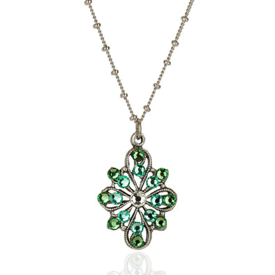 Hana Green Crystal Flower Blossom Necklace