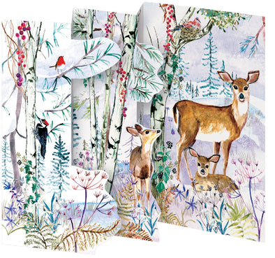 Wild Winter's Song Deer Tri-fold Card Pack of 5
