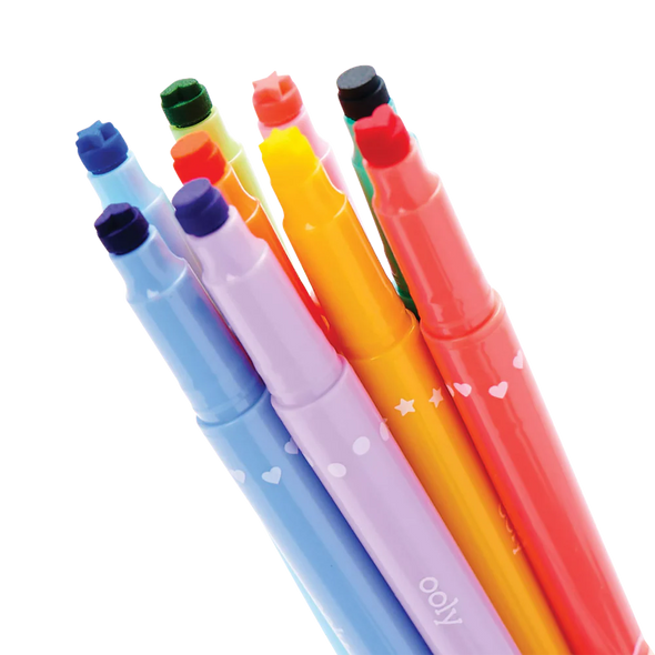 Confetti Stamp Double-Ended Markers - Set of 9