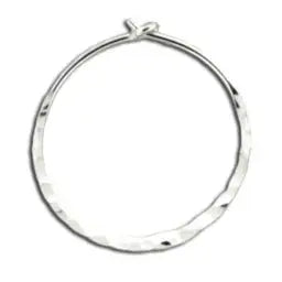 Hammered Wire Hoop Earring Sterling Silver - 20mm