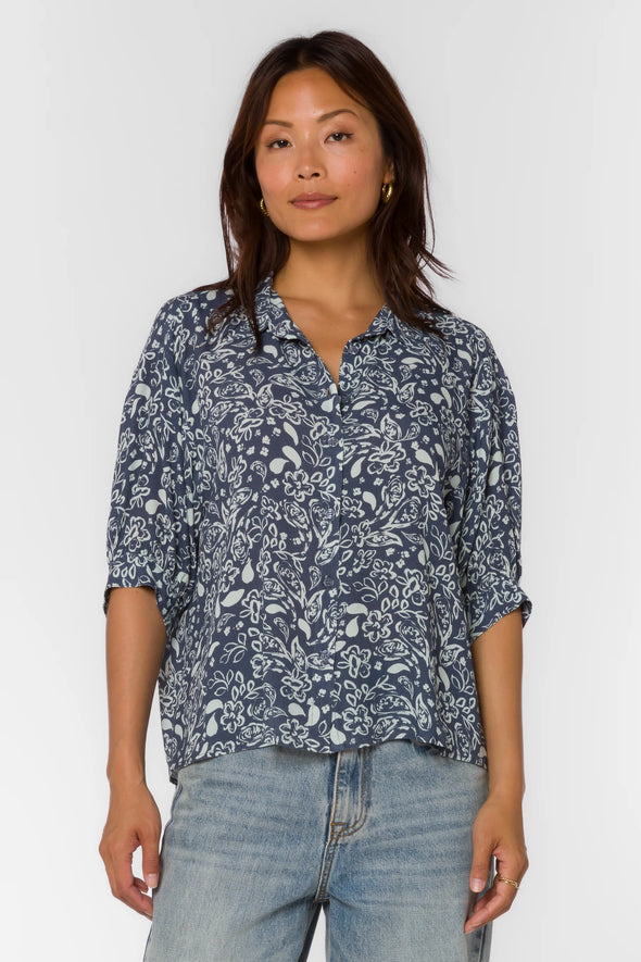 Pippen Blouse in Navy Floral