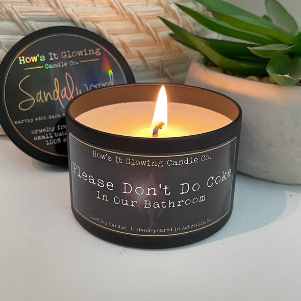 Please Don't Do Coke in Our Bathroom Soy Candle in Walk in the Woods