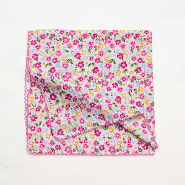 Abigail Floral Cotton Scarf in Pink