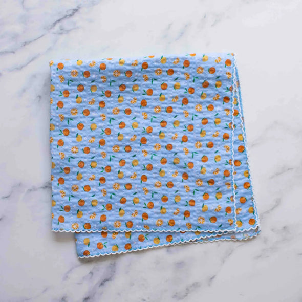 Orange Sorbet Cotton Scarf in Blue
