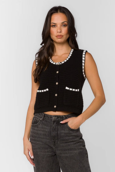Regan Sweater Vest in Black Flower