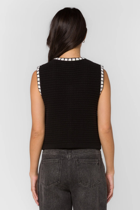 Regan Sweater Vest in Black Flower