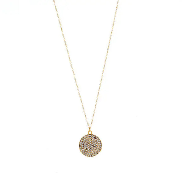 Small Pave Disc Necklace with Black Diamonds