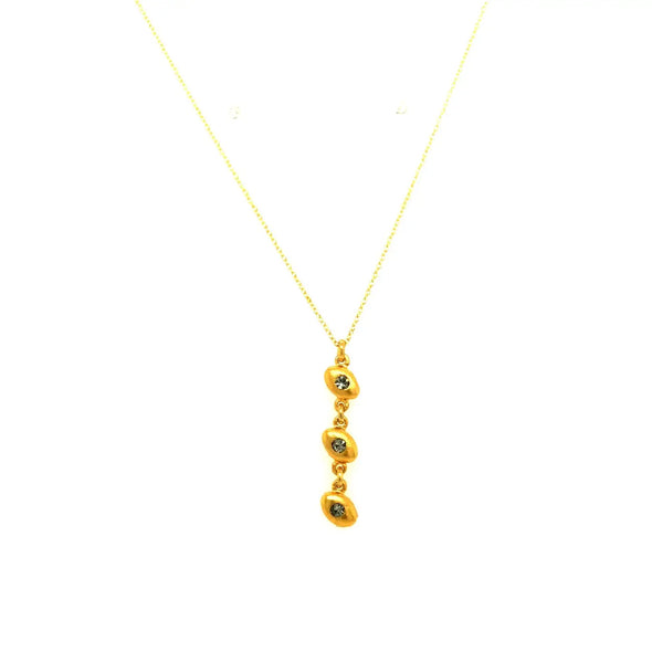 Triple Oval Drop Necklace in Gold Finish