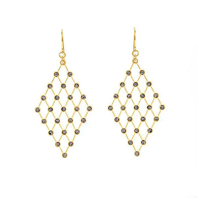 Diamond Lattice Earrings in Gold