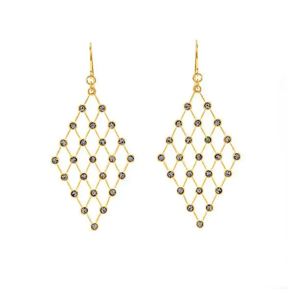 Diamond Lattice Earrings in Gold