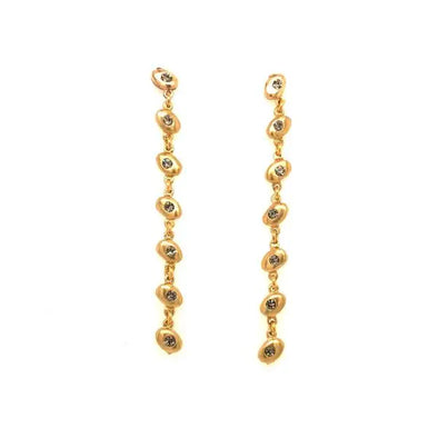 Multi Oval Drop Earrings W Burnished Crystal in Gold