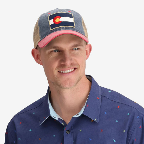 Vintage Denim Flag Patch Trucker Hat - Small Fit