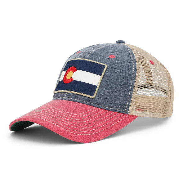 Vintage Denim Flag Patch Trucker Hat - Small Fit