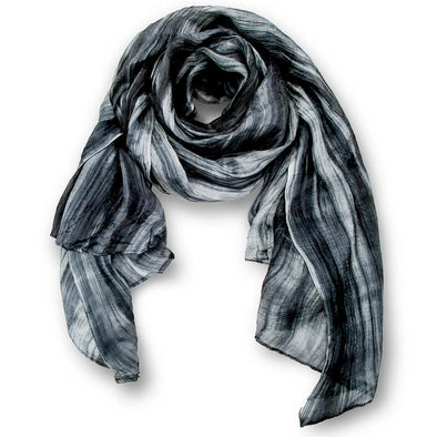 Watercolor Silk Scarf in Black+Ivory