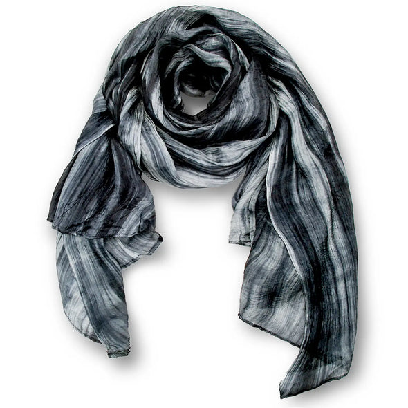 Watercolor Silk Scarf in Black+Ivory