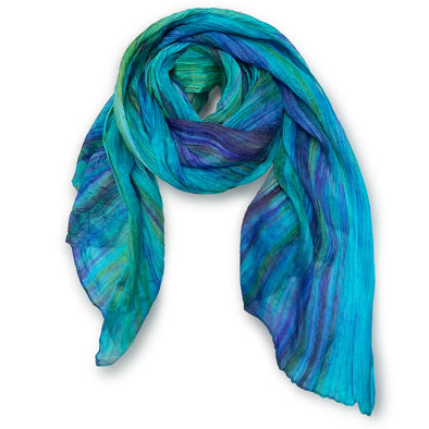 Watercolor Scarf in Dark Blue+Green