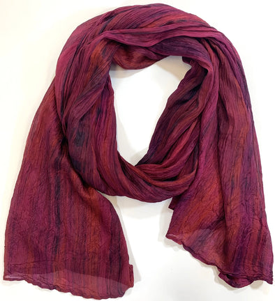 Watercolor Silk Scarf in Wine & Charcoal