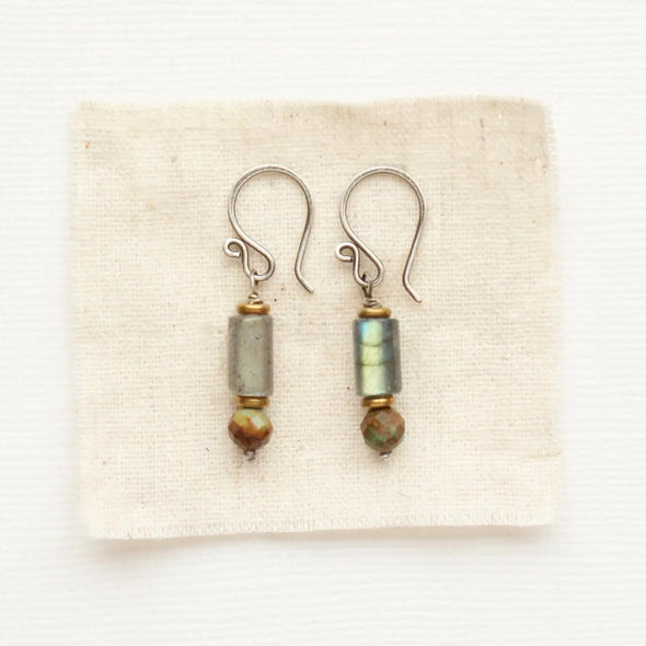 Stacked Labradorite & Turquoise Earrings