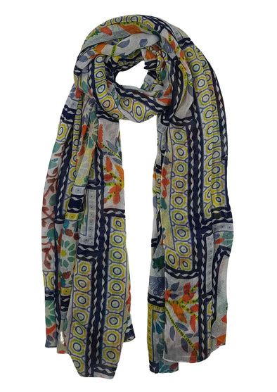 Floral Frames Print Scarf in Green
