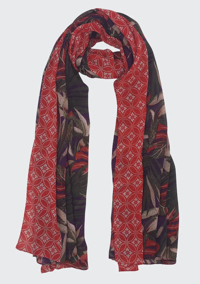 Palm Leaves Print Scarf in Purple