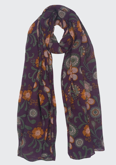 Floral Scarf in Aubergine