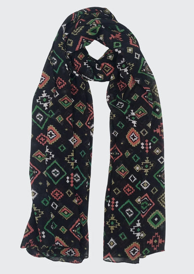 Aztec Print Scarf in Black