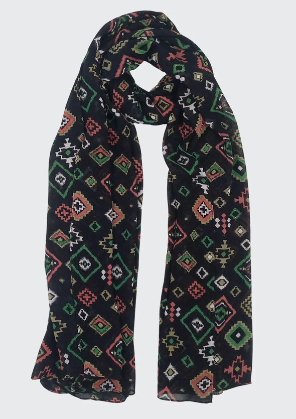 Aztec Print Scarf in Black