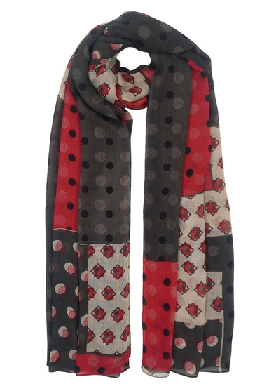 Multi Print Scarf in Grey