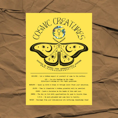 Scratch Off Fortune Novelty Card "Cosmic Creatures" (Moth)