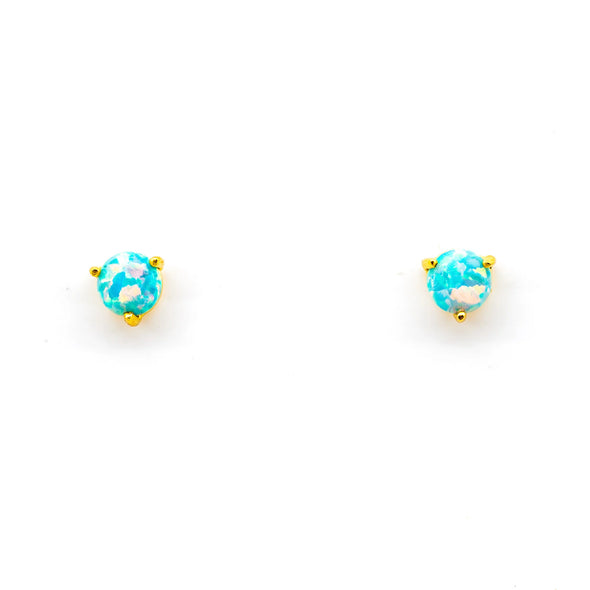 Gold Vermeil Blue Opal Stud Earrings
