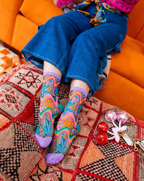 Desert Disco Sheer Crew Socks
