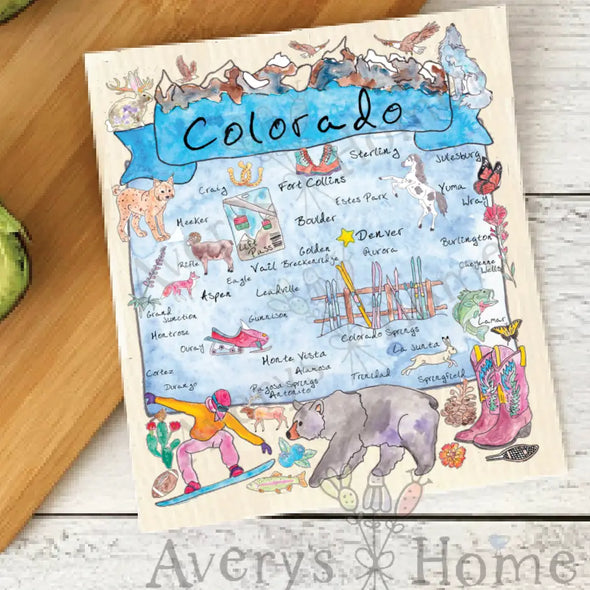 CO Map Swedish Dish Cloth