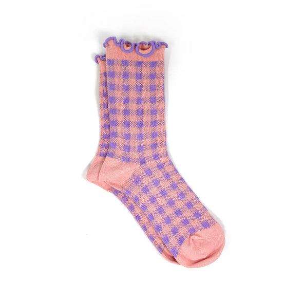 Pink Purple Sweet Check Socks