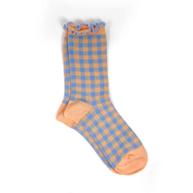 Orange Blue Sweet Check Socks
