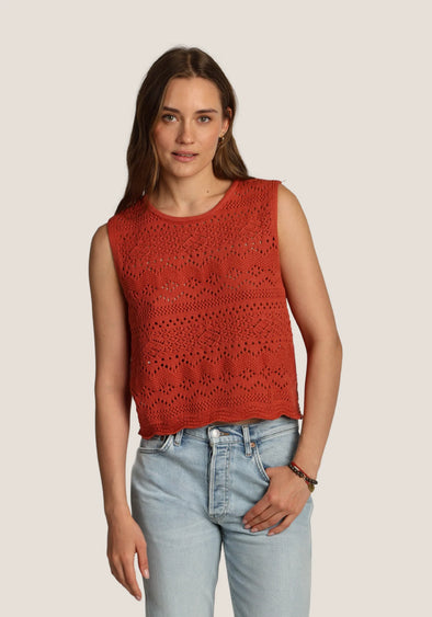 Red Crochet Sleeveless Sweater
