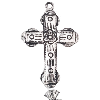 Tin Cross with Heart Milagro