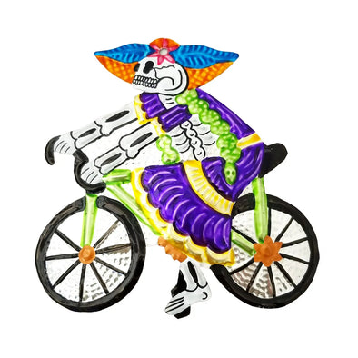 Tin Day of the Dead Catrina On A Bike