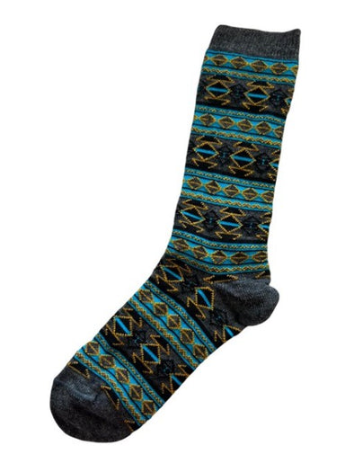 Aztec Stripe Alpaca Socks in Charcoal