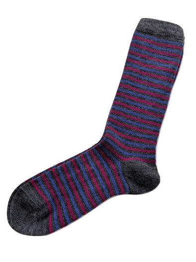 Ivy Stripe Alpaca Socks in Charcoal