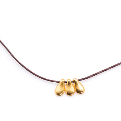3 Petal Necklace 24K and Espresso