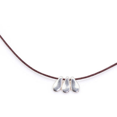 3 Petal Necklace in Sterling Silver & Espresso