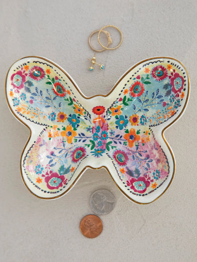 Artsy Ceramic Trinket Dish in Butterfly