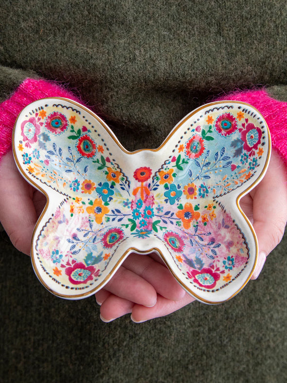 Artsy Ceramic Trinket Dish in Butterfly