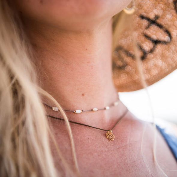 Lotus Flower Necklace 24k and Espresso