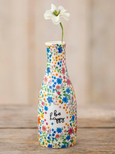 Ceramic Bud Vase in Be Happy